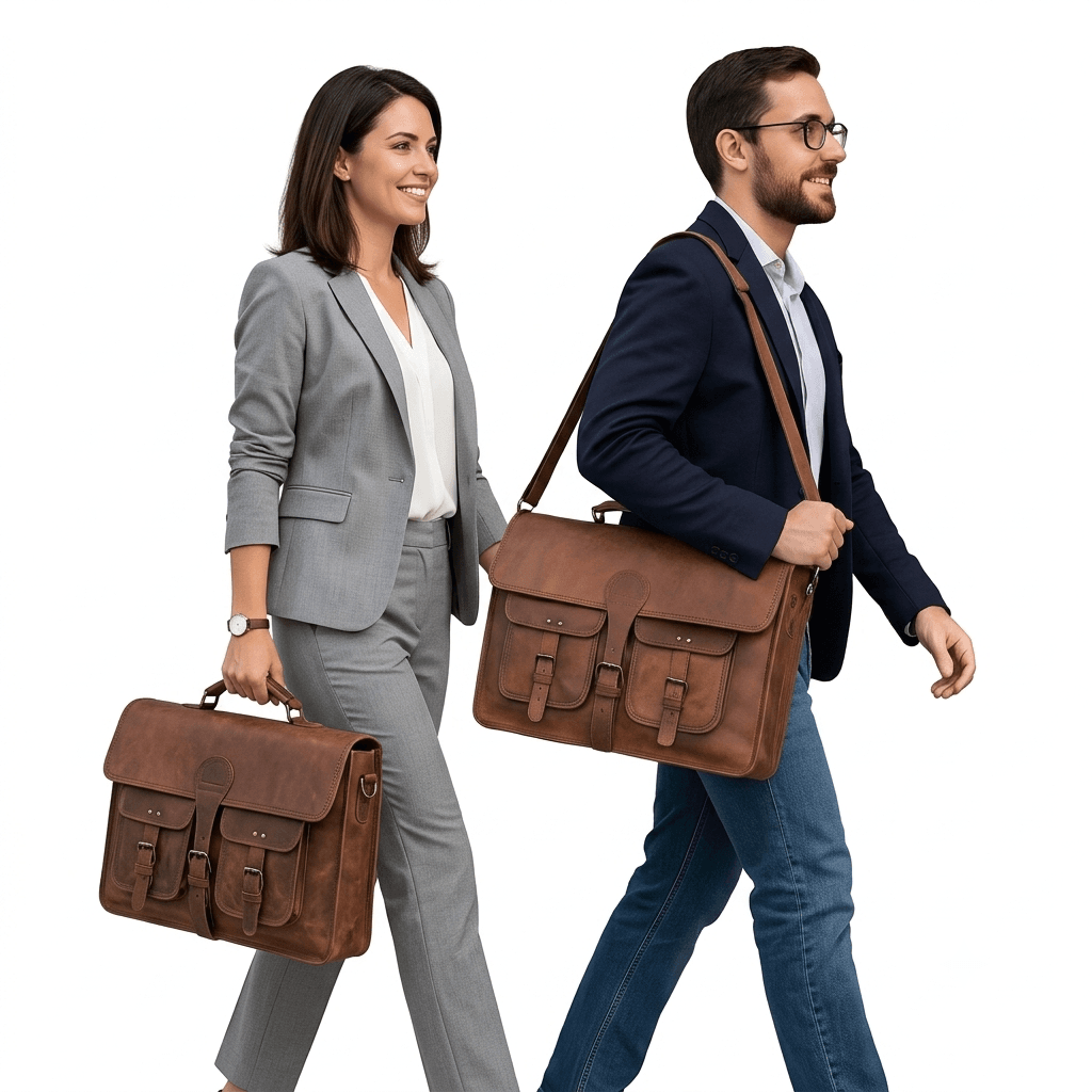 Komal's Passion Leather Messenger Bag Four Pocket Brown Unisex