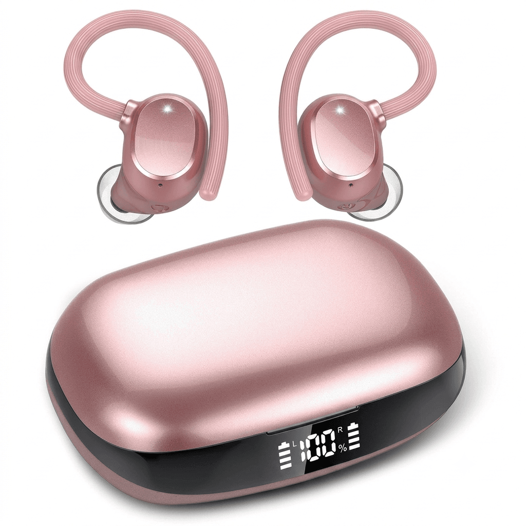 WUYI Wireless Earbuds Small Ears Rose Gold Earhook Design