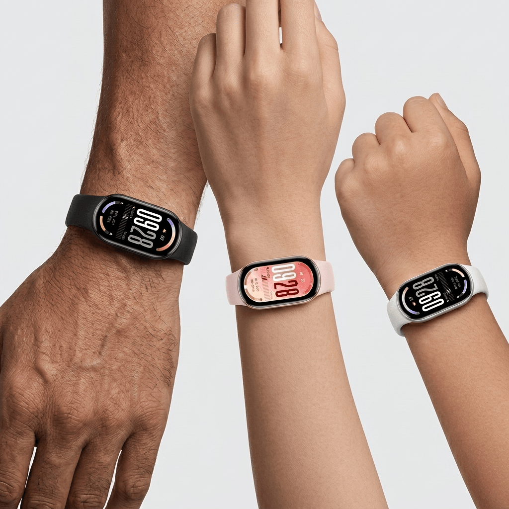 Xiaomi Mi Smart Band 10 fitness tracker with AMOLED display showing heart rate