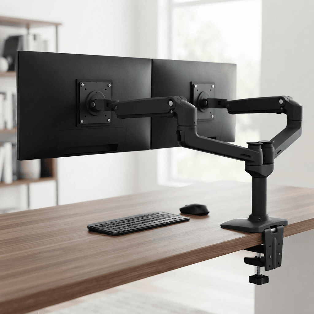 Ergotron LX Dual Monitor Arm Matte Black Tabletop VESA Desk Mount Home Office